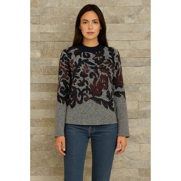 Tory Burch Floral Textured Knit Sweater Size Medium - Picture 1 of 7